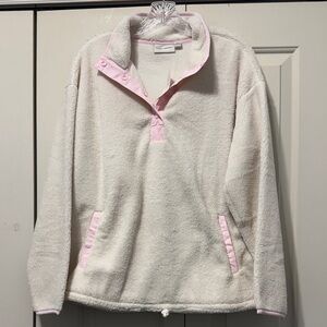 Como Vintage Cream and Pink Sherpa PulloverSIZE. S M